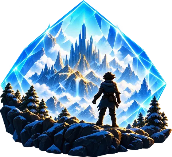 An explorer at a crystal portal
